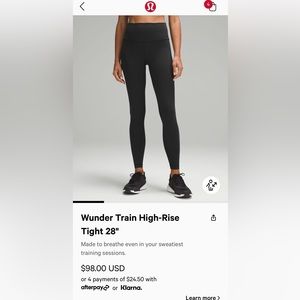 Lululemon Wunder Train High-Rise Tight 28”